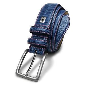 Skins - Croco Print Leather Belt (blue, 42)🐱